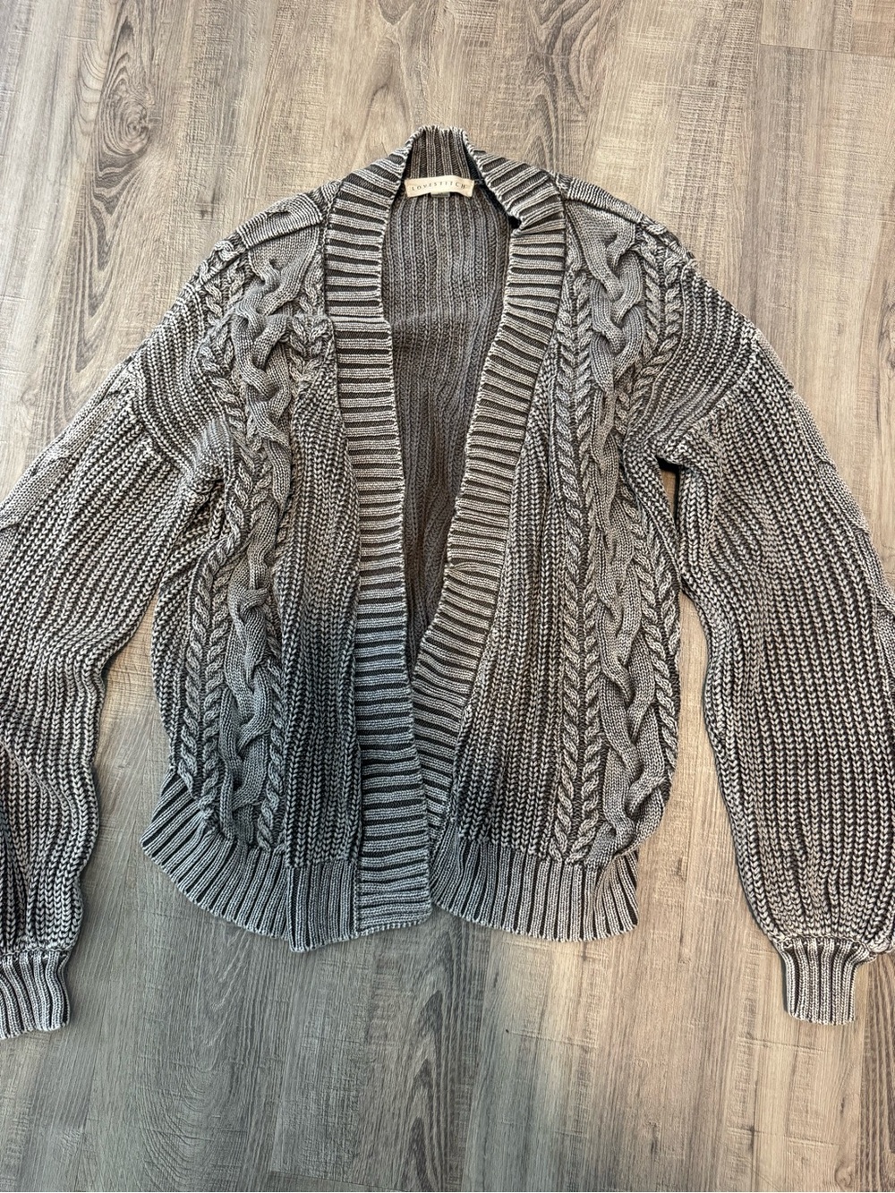 lovestitch Gray Cable Knit Open-Front Cardigan